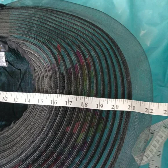 NWT Kentucky Derby Scala Big Brim Multi Colored Feather Sinemay Mesh Hat